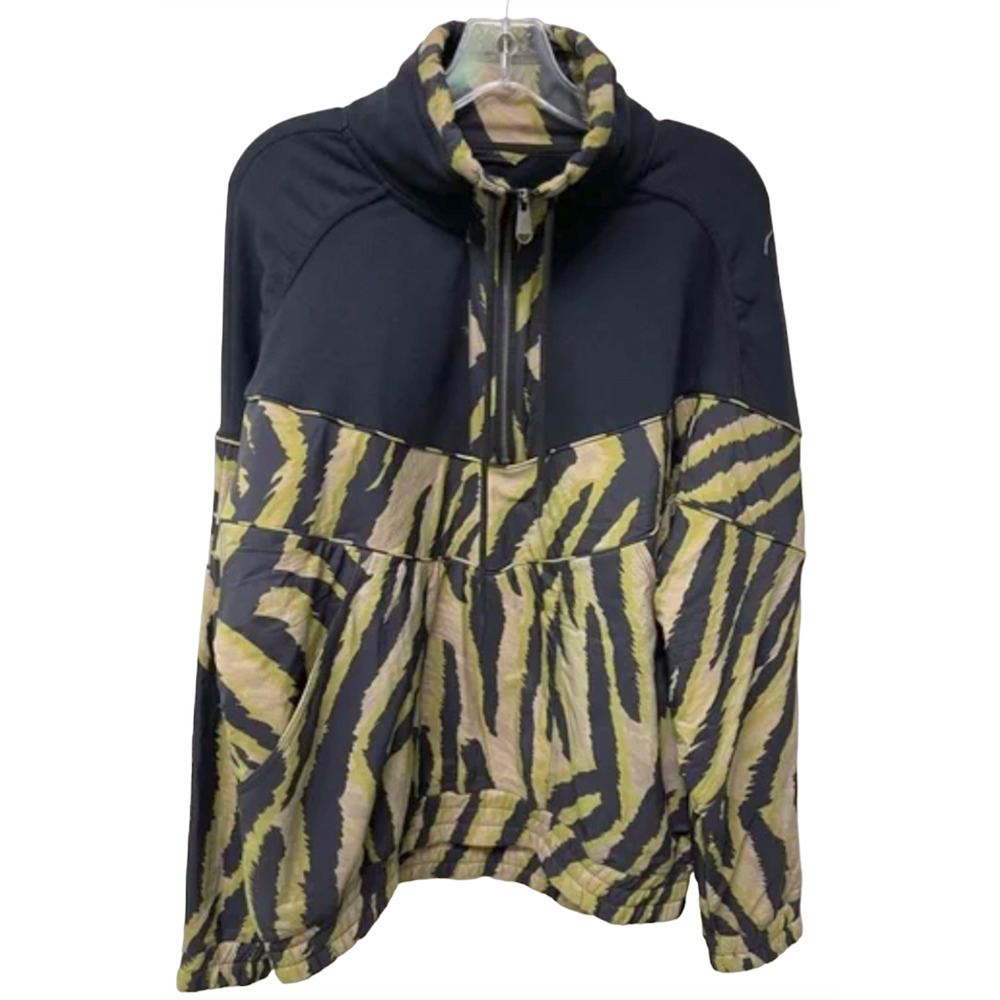 NEW FREE PEOPLE OLIVE GREEN BLACK WALK THE LINE PULLOVER JACKET COAT LARGE - Picture 16 of 16